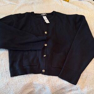 NWT J Crew Black Button-Up Cardigan